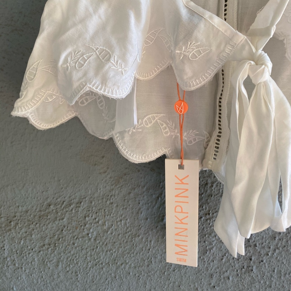 NWT MINK PINK Castaway Cami Eyelet Crop Top HP | White Medium - Picture 6 of 13